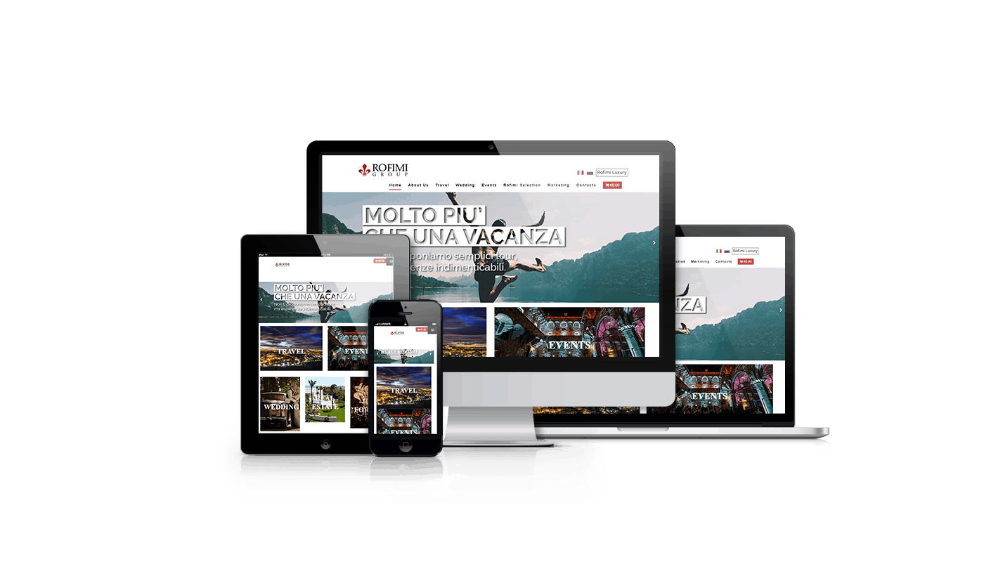 Website design for events and travel business company ROFIMI