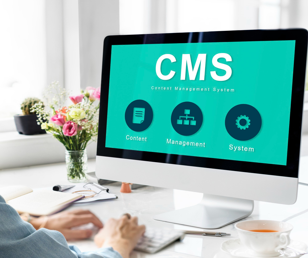 CMS image showing CMS letters on desktop