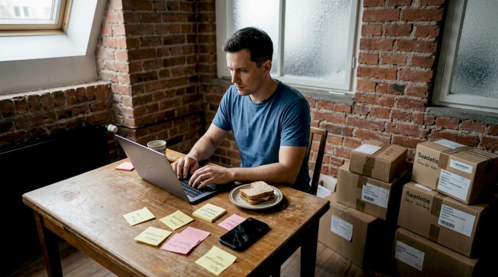 Mees seab oma stuudios üles e-poodi